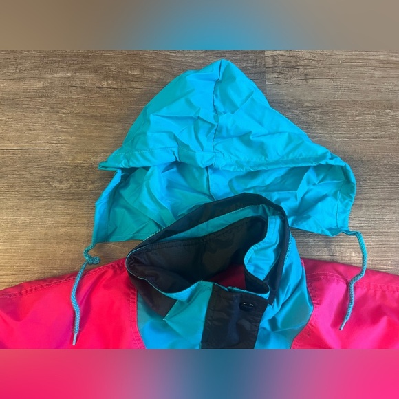 Colorblock Pullover Neon Pink Anorak Fleece Lined Snap Jacket Large Retro G4‎ - Picture 10 of 14